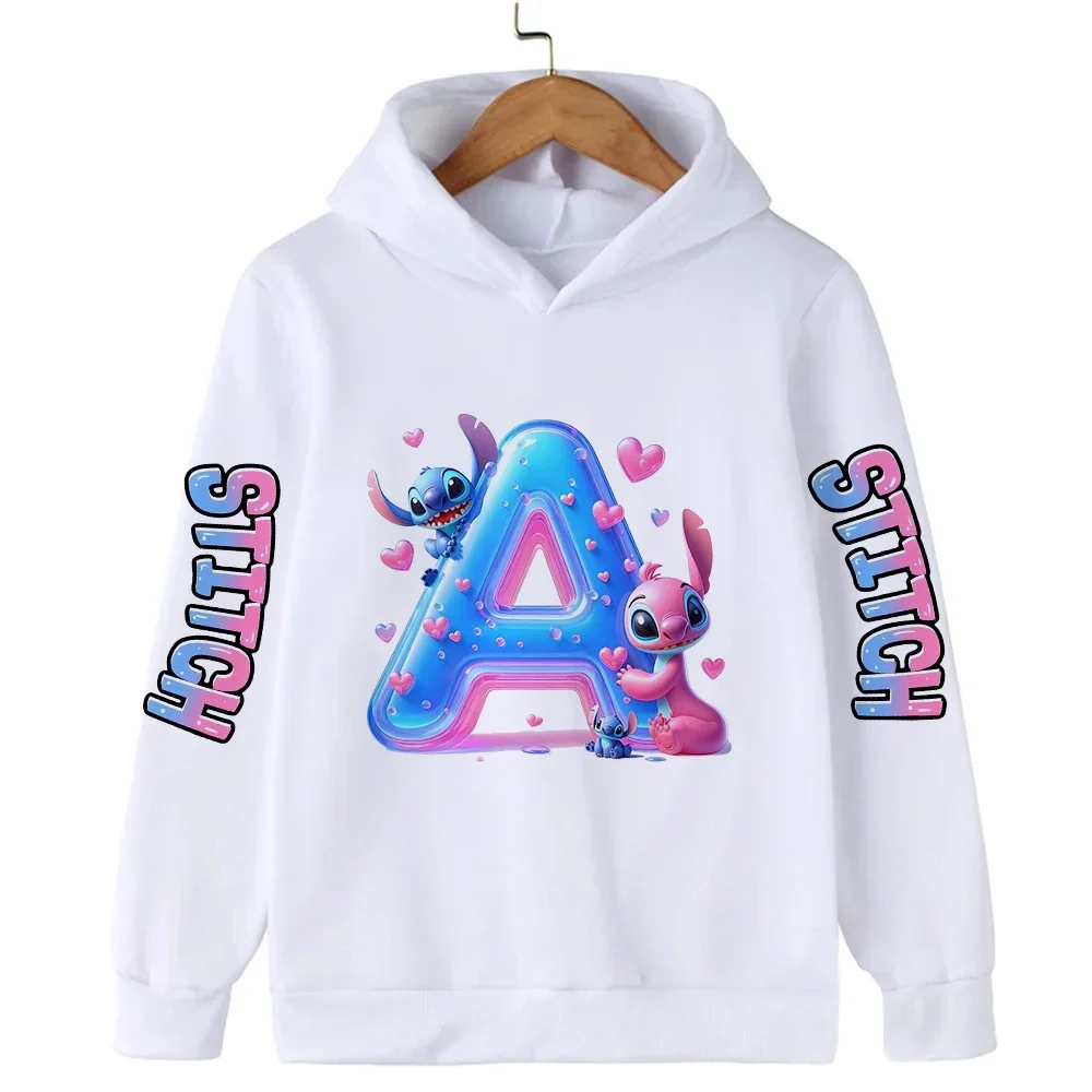 

Stitch Children Hoodies 26 Letter A B C D Kid Pullover Print Kawaii Casual Clothes Anime Kids Girl Boy Cartoons Tops Sweatshirts