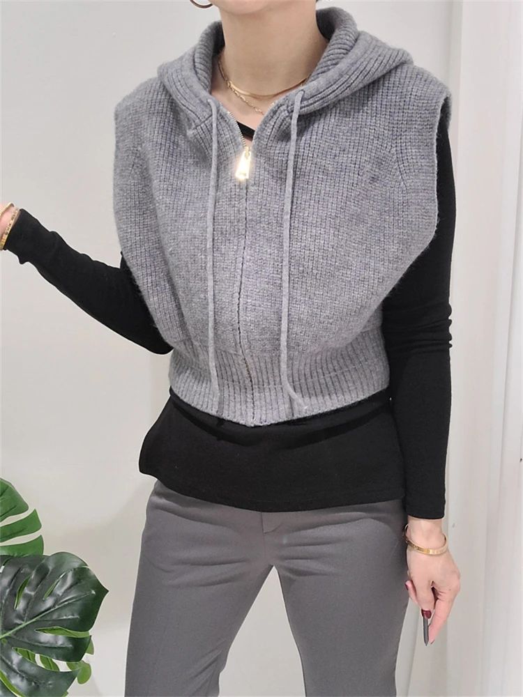 Winter Women Knitted Vest Sweater Oversize Girls Sweater Woman Cashmere Tops Sleeveless Tank Pullover Fall Maxi Vintage Y2k