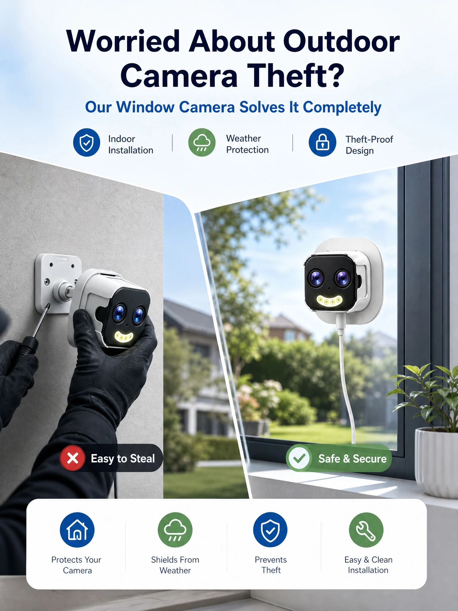 OKAM PRO Window Camera Dual Lens 10X ZOOM 5G WIFI Camera HD 10MP Dual Stand Night Vision Bidirectional Intercom Mobile Detection