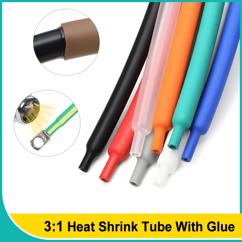

1M 3:1 Dual Wall Heat Shrink Tube 1.6/2.4/3.2/4.8/6.4/7.9/9.5/12.7~50mm With Glue Shrinkable Tubing Adhesive Wrap Wire Sleeving