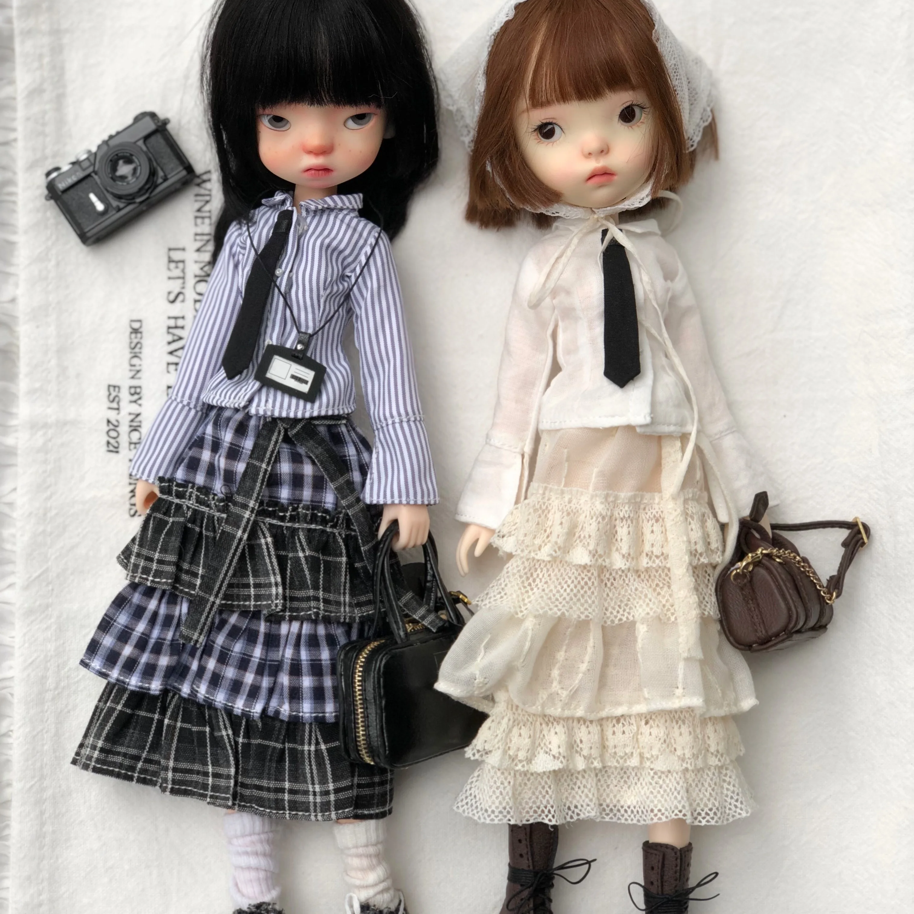 

3pcs Set Blyth Clothes Lace Skirt for Striped Blouse or White for Licca Azone Ob24 22 PP Ker JerryB ICY YMY 1/6 Doll Accessorie