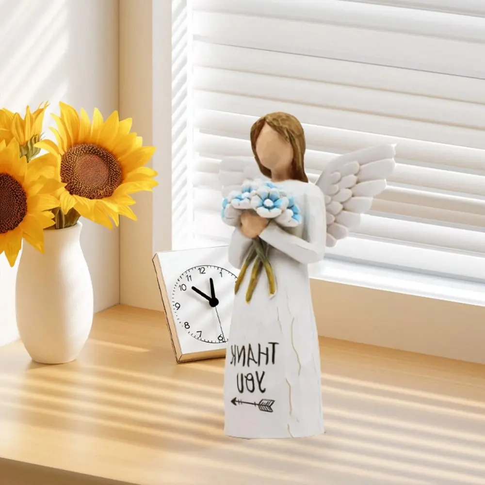 

Creative Hand-Painte Flower Fairy Figurines Fade-resistant Carved Angel Girl Statue Resin Craft Angel Ornaments Wedding