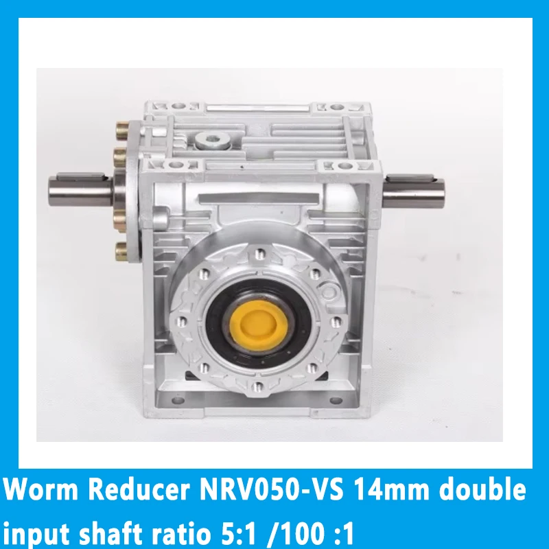 

Worm Reducer NRV050-VS 14mm double input shaft ratio 5:1 /100 :1 90 degree Speed Reducer