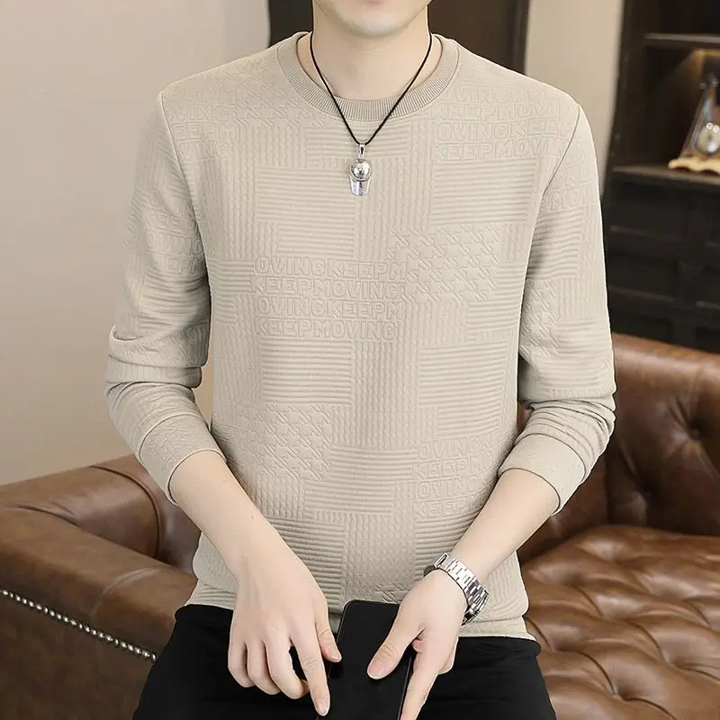 

Round Neck Sweatshirt Men's Long Sleeve T-shirt Bottoming Shirt Slim Fit Versatile Top