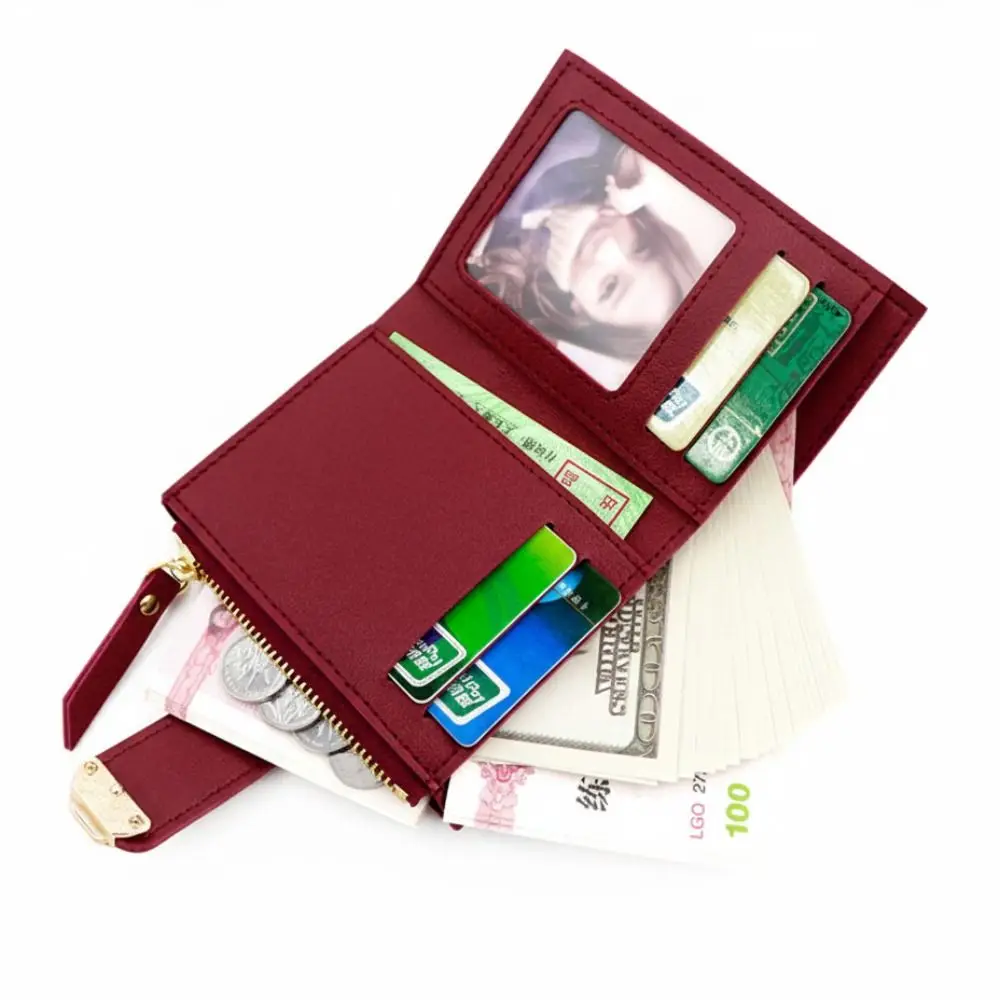 Fashion PU Leather Women Wallet Zipper Multiple Card Slots Short Purses Large Capacity Lightweight Coin Purse For Girls Women's