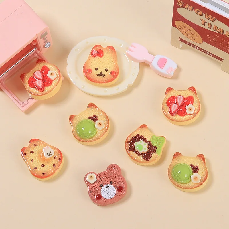 

100pcs Cartoon Animal Cookie Food Play Flatback Resin Cabochon Scrapbooking For Phone Decoration Crafts DIY Dollhouse Accessory