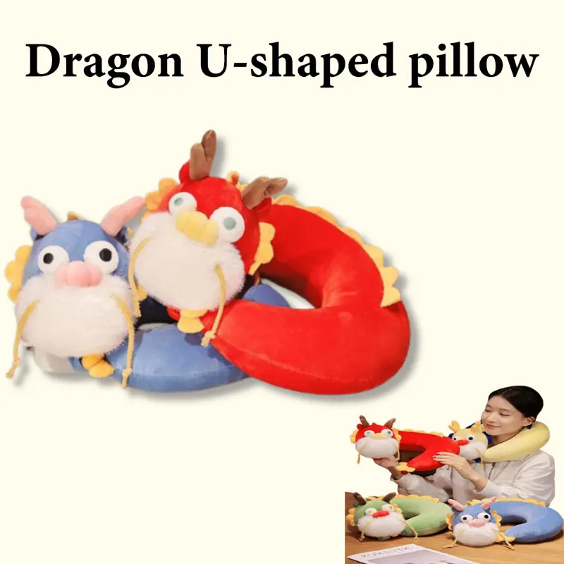 

Anime Red Blue Dragon Pillow Airplane Neck U Shape Plush Pillow Japanese Travel Pillows Nap Soft Cushion Cotton Stuffed