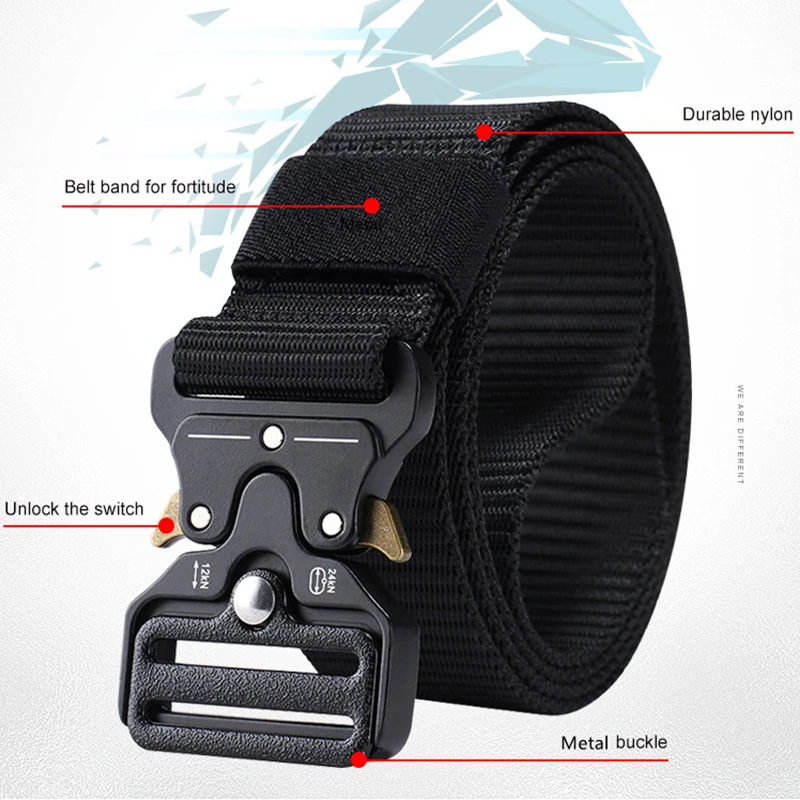 Men\'s Belt Outdoor Compass Tactical Multi-Function Combat Survival Canvas For Nylon Male Luxury Belts Neutral Belts