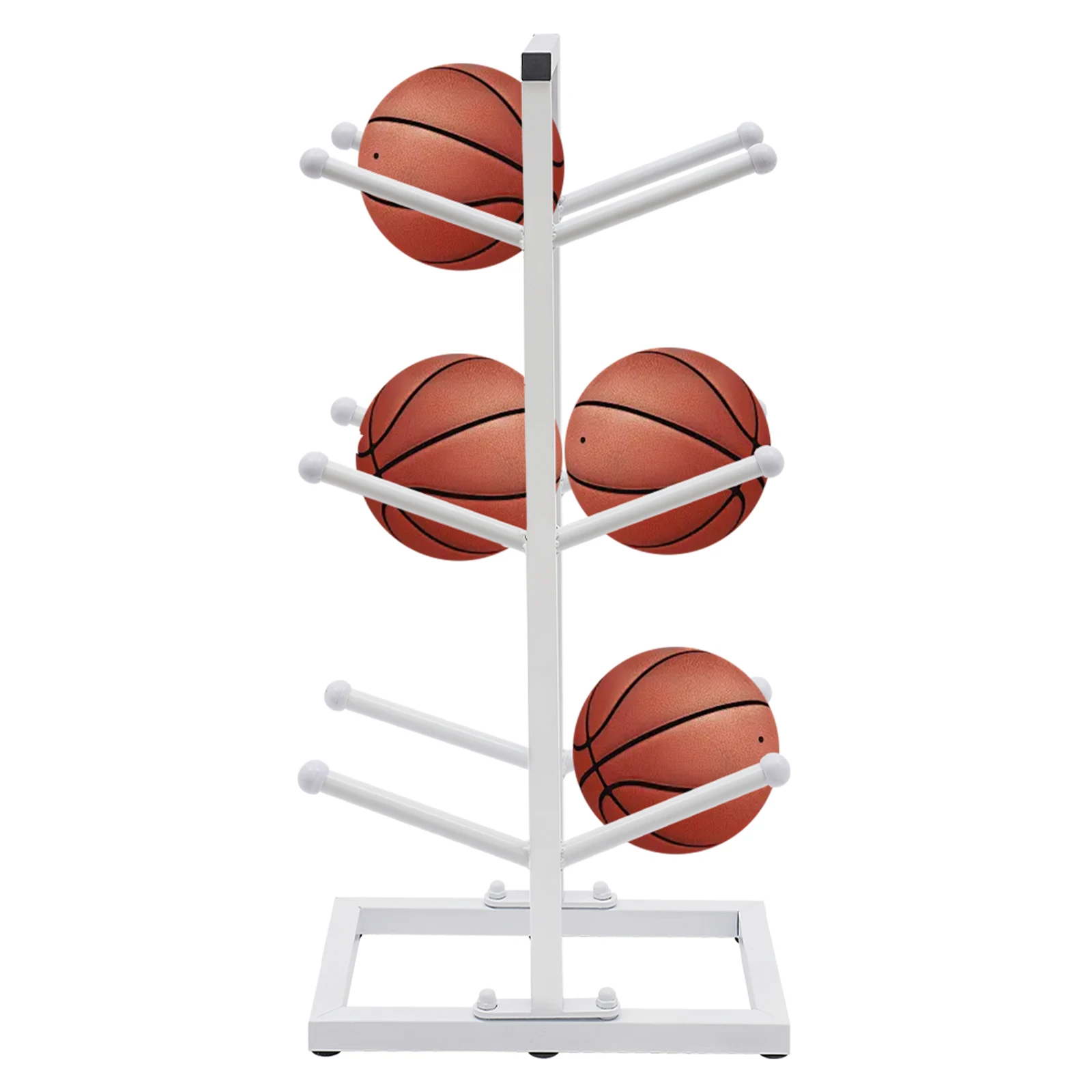 Rack organizador de basquete de 6 bolas, armazenamento de bola de futebol resistente de 3 camadas com base antiderrapante e design de gancho de arco, para casa