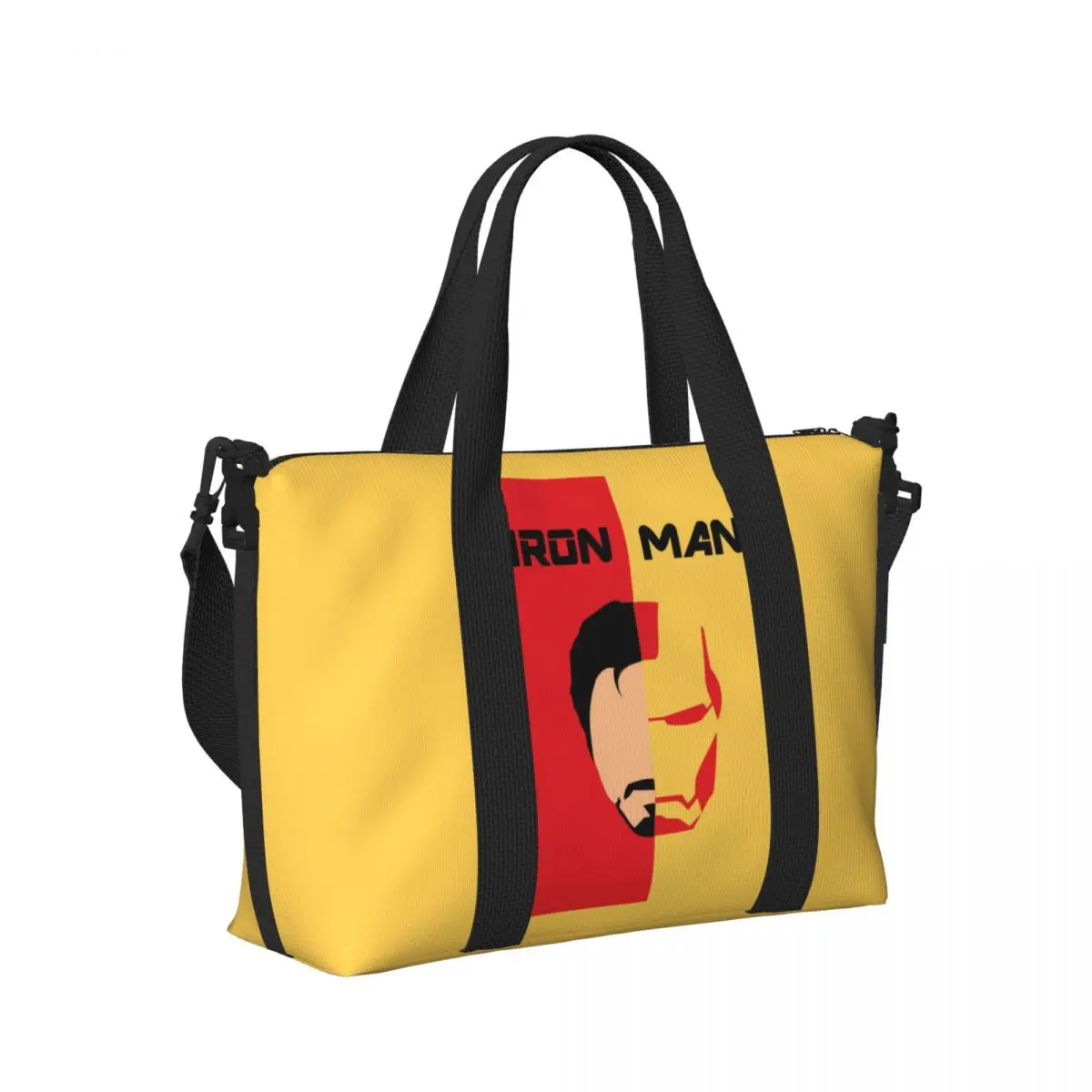 Custom Grote Iron Man Held Draagtas Voor Vrouwen Superheld Schouder Shopper Gym Strand Reistas