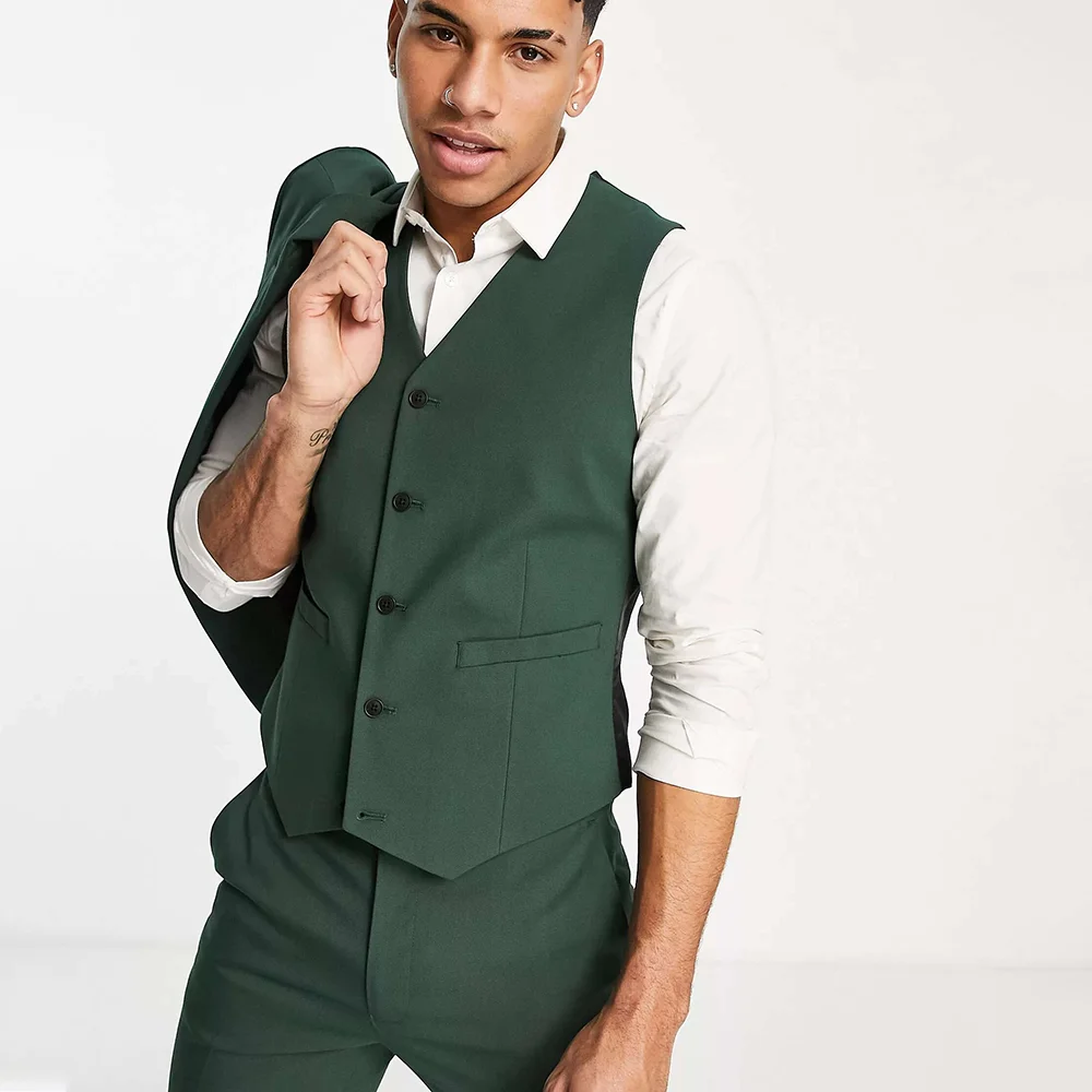 

Chic Green Notch Lapel Men Suits Tailor-Made 3 Pieces Single Breasted Casual Daily Formal Dinner Party Solid Color Male Outfits