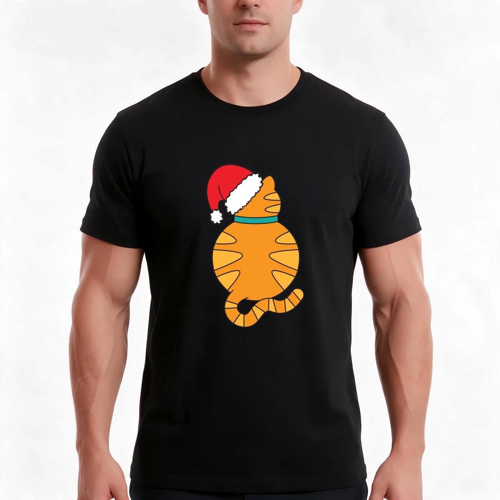 Ginger Cat Christmas Jumper Xmas Tabby Xmas Novelty Xm T-Shirt Summer Casual Cotton Tee Oversized Streetwear Tops