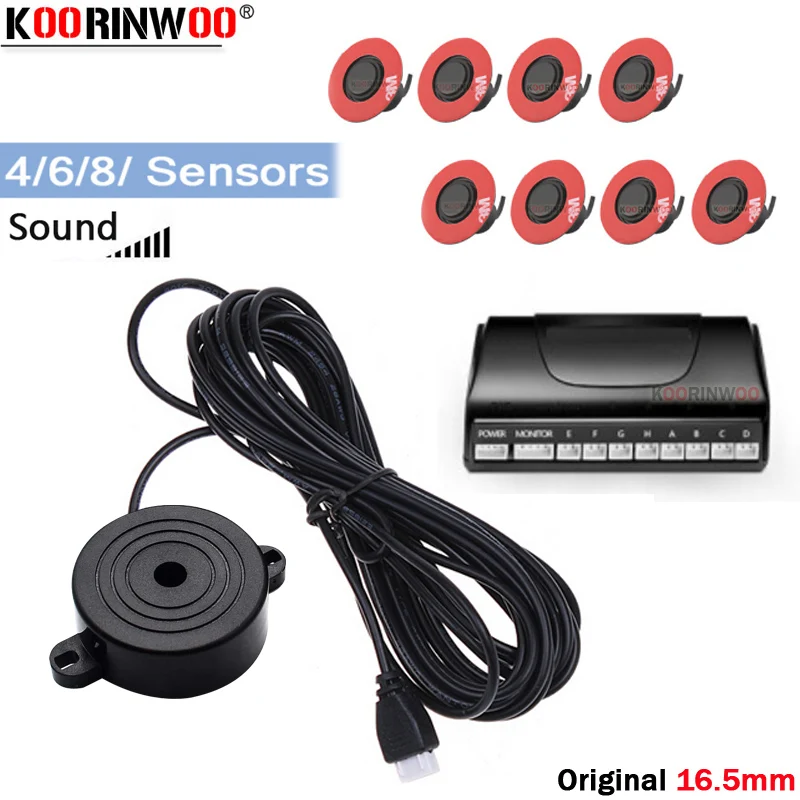 

Koorinwoo Parkmaster Original Circle Flat 13MM Step Speaker Car Parking Sensor Front back Buzzer Car Detector Parking Assistance