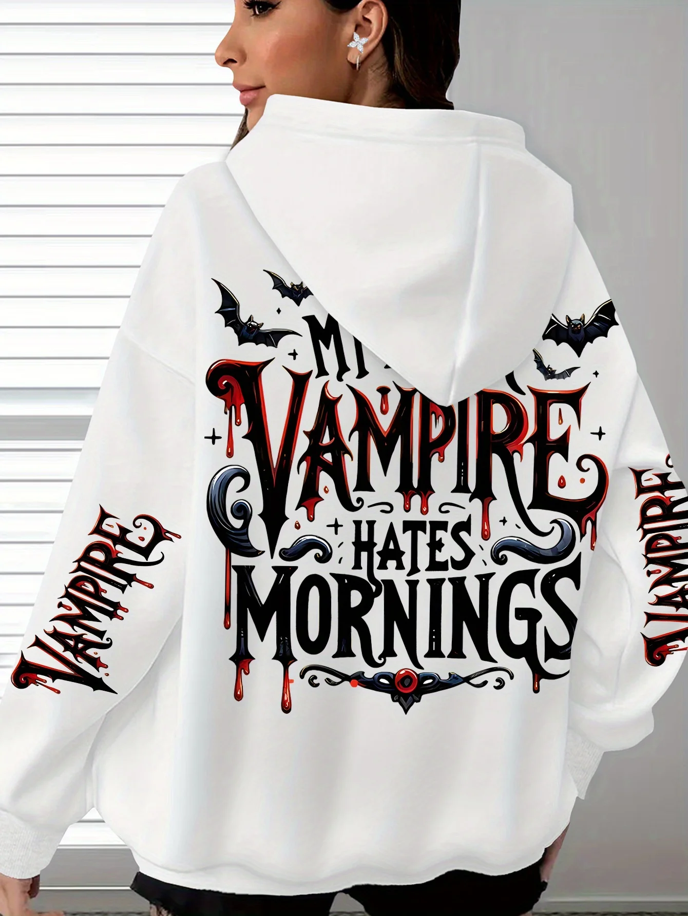 

New Autumn and Winter Hoodie Y2K Vampire Themed Text INS Lazy Style American Street Oversized Women's and Children's Top Jacket