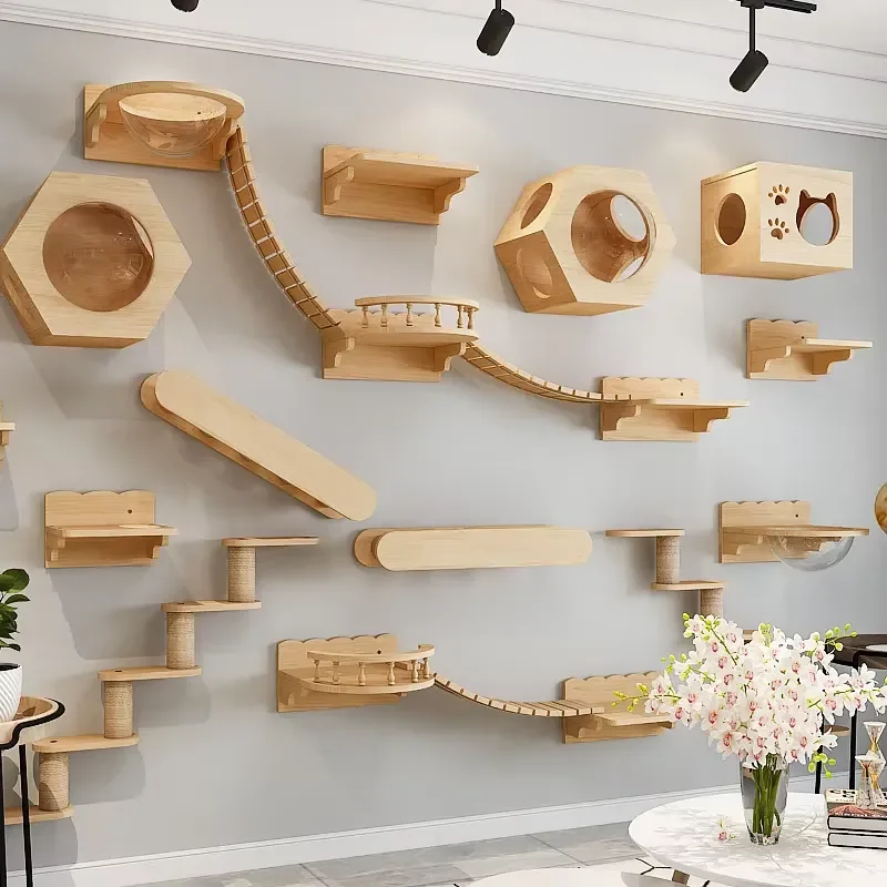 DIY Wooden Cat Wall Frame Platform for Climbing Sports and Sleeping New Popular Cat Furniture