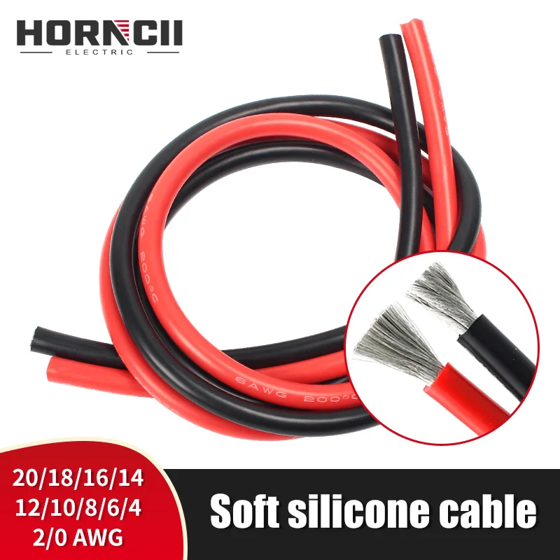 Cable de silicona súper suave, Cable de cobre estañado Flexible para batería, inversor, UPS,etc. 20, 18, 16, 14, 12, 10, 8, 6, 4, 2, 0 AWG