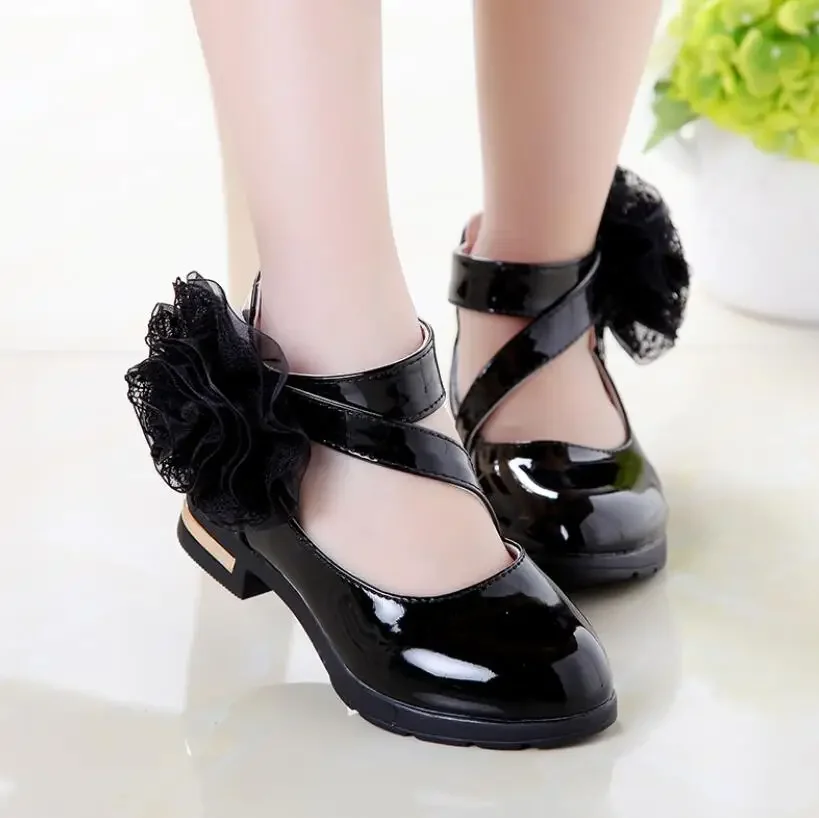 Kids Shoes Girls High Heel Princess Flower Shoes Fashion Children Shoes Leather Fashion Girls Party Dress Wedding Dance