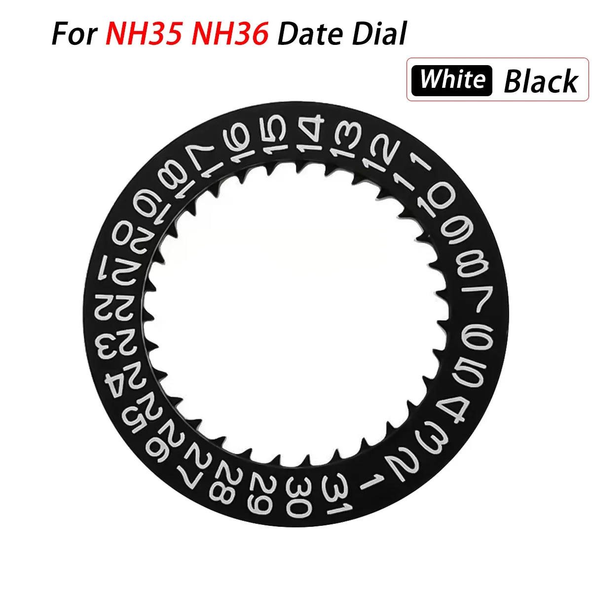 Esfera de fecha NH35 NH36 compatible con movimiento NH35 NH36 NH34 SKX007 SKX009 rueda de esfera de fecha de día Movt mecánica automática blanca y negra