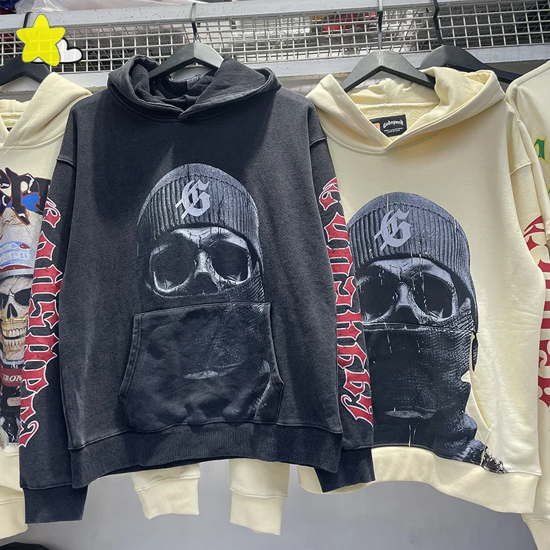 

High Street Vintage Washed Black Apricot Godspeed Hoodie Hooded Men Women 100% Cotton Graphics Print God Speed Hoodie