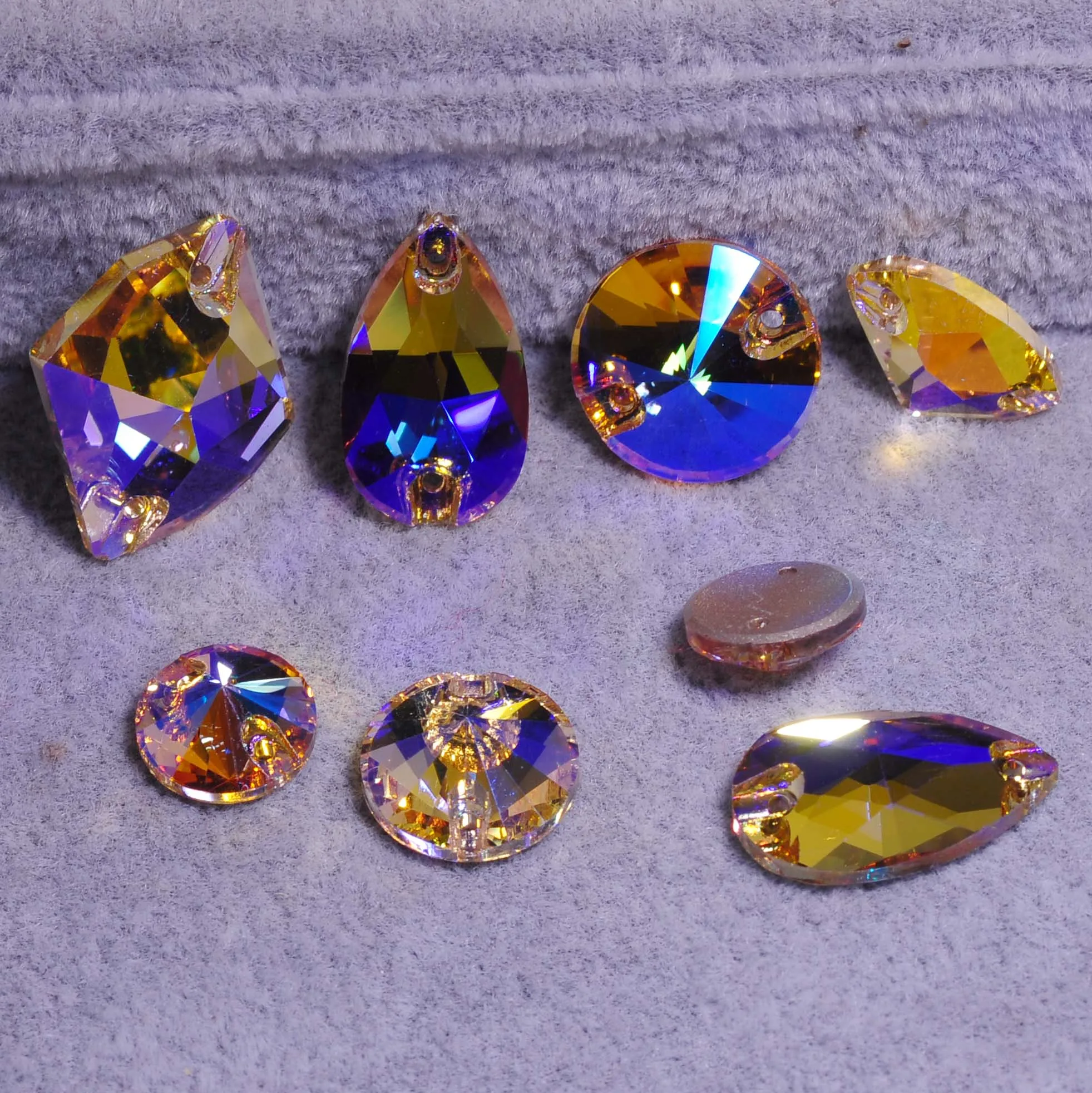 Pubrilex Abgeschrägte Strass-Mischformen zum Aufnähen für Kleider, Skateranzüge, Gymnastikbekleidung und Accessoires – New Paradise Shine – Detail 2