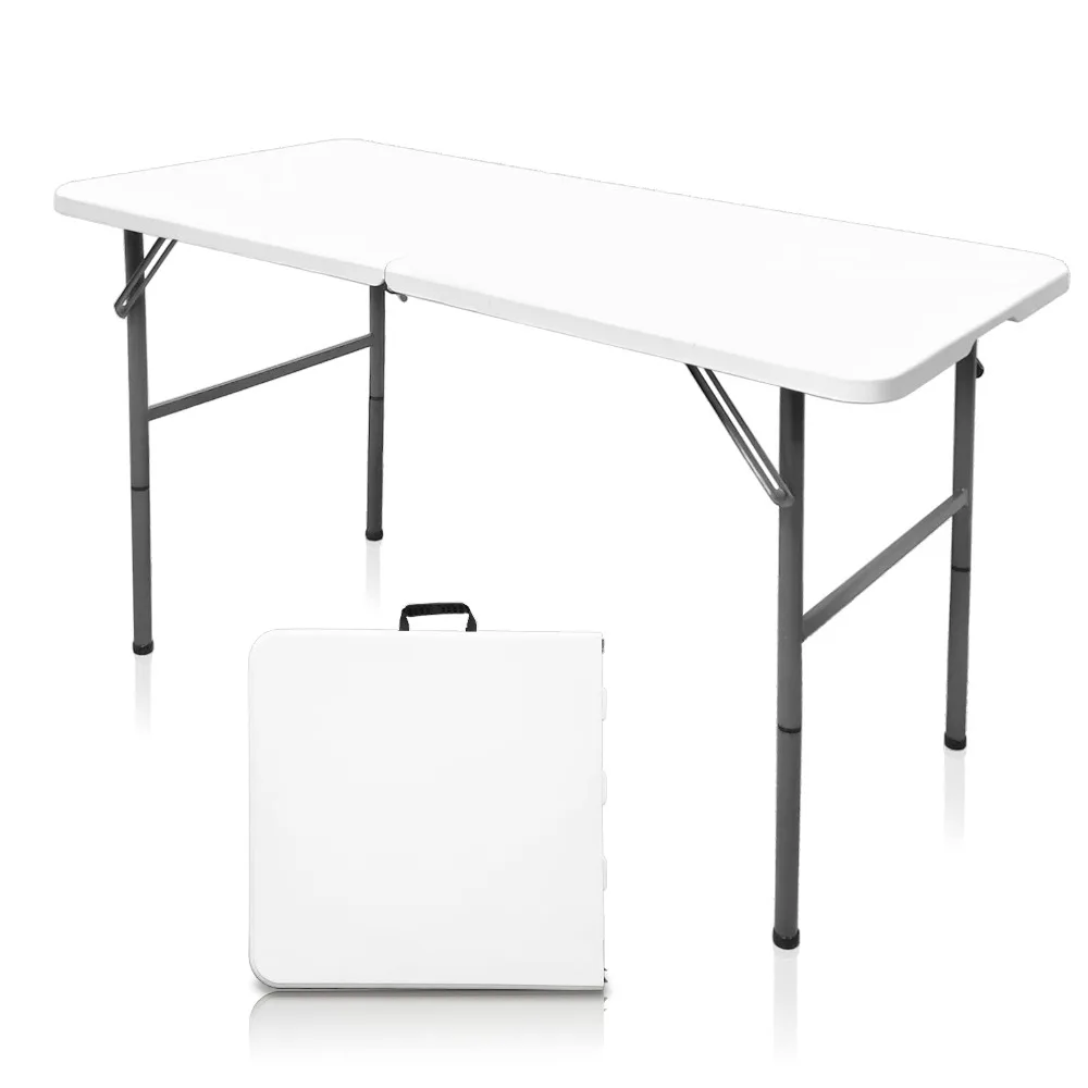 

4 FT Folding Table, Heavy Duty Portable Folding Square Plastic Dining Table W/Handle, Lock for Picnic, Party, Camping