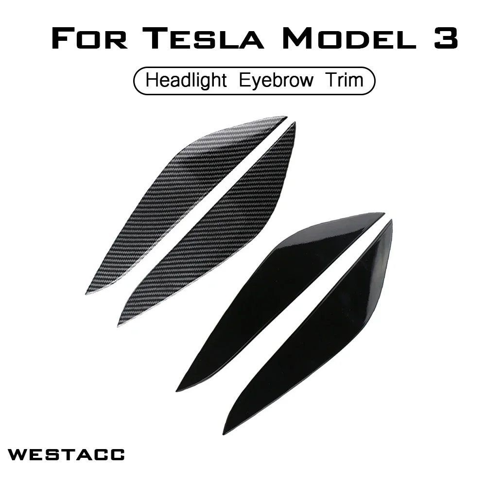 2 szt. reflektor samochodowy przednia lampa naklejka na brwi dekoracja powieki tapicerka dla Tesla Model 3 2016 - 2021 akcesoria do stylizacji