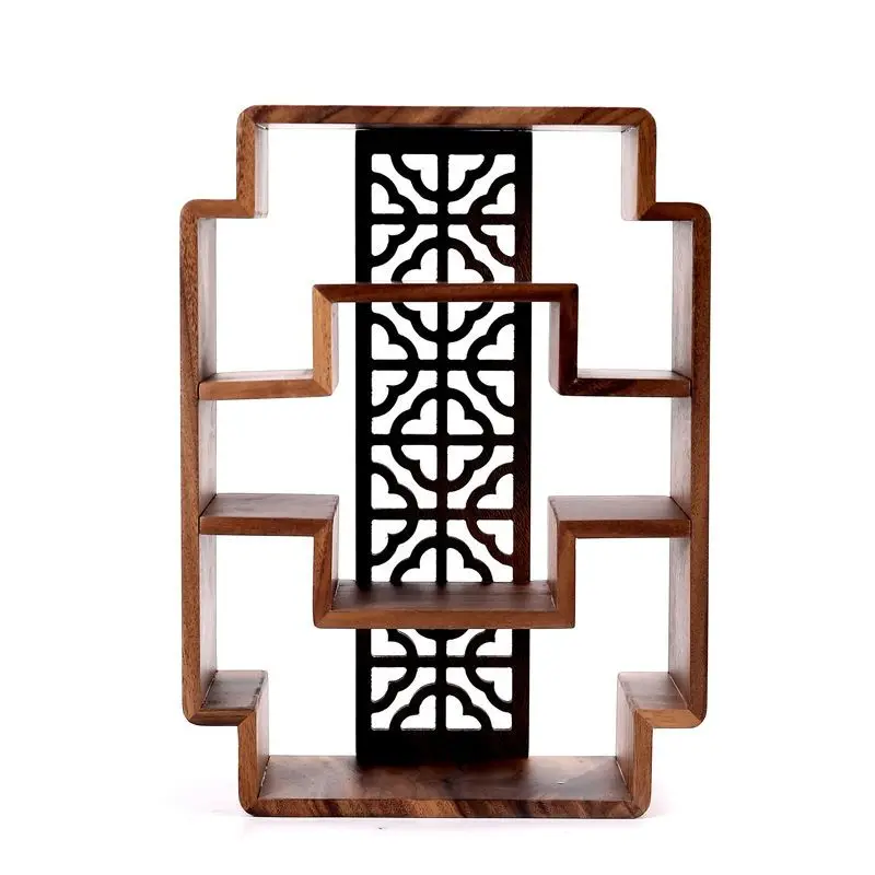 Walnut Tea Display - Vintage Wooden Shelf for Cup & Set Collection