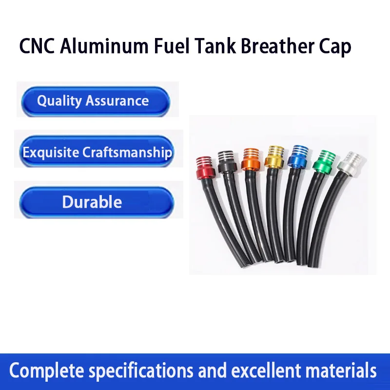 ZG 2PCS CNC Machined Aluminum Fuel Tank Vent Cap With Check Ball Hose Universal For Motorcycle Dirt Bike ATV Modified Parts