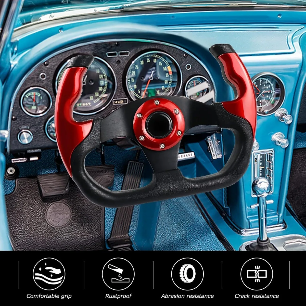 

HANLYN Sport Racing 13 дюймов 330 мм плоский руль для дрифта D-типа PU имитирует игры