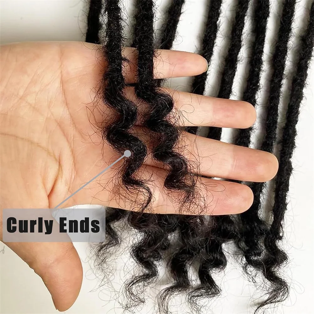Capelli umani al 100% 0,4 cm Afro Kinky Locs con estremità ricci Estensioni 8 pollici 10 fili Serrature fatte a mano Estensione Può essere tinto Donne
