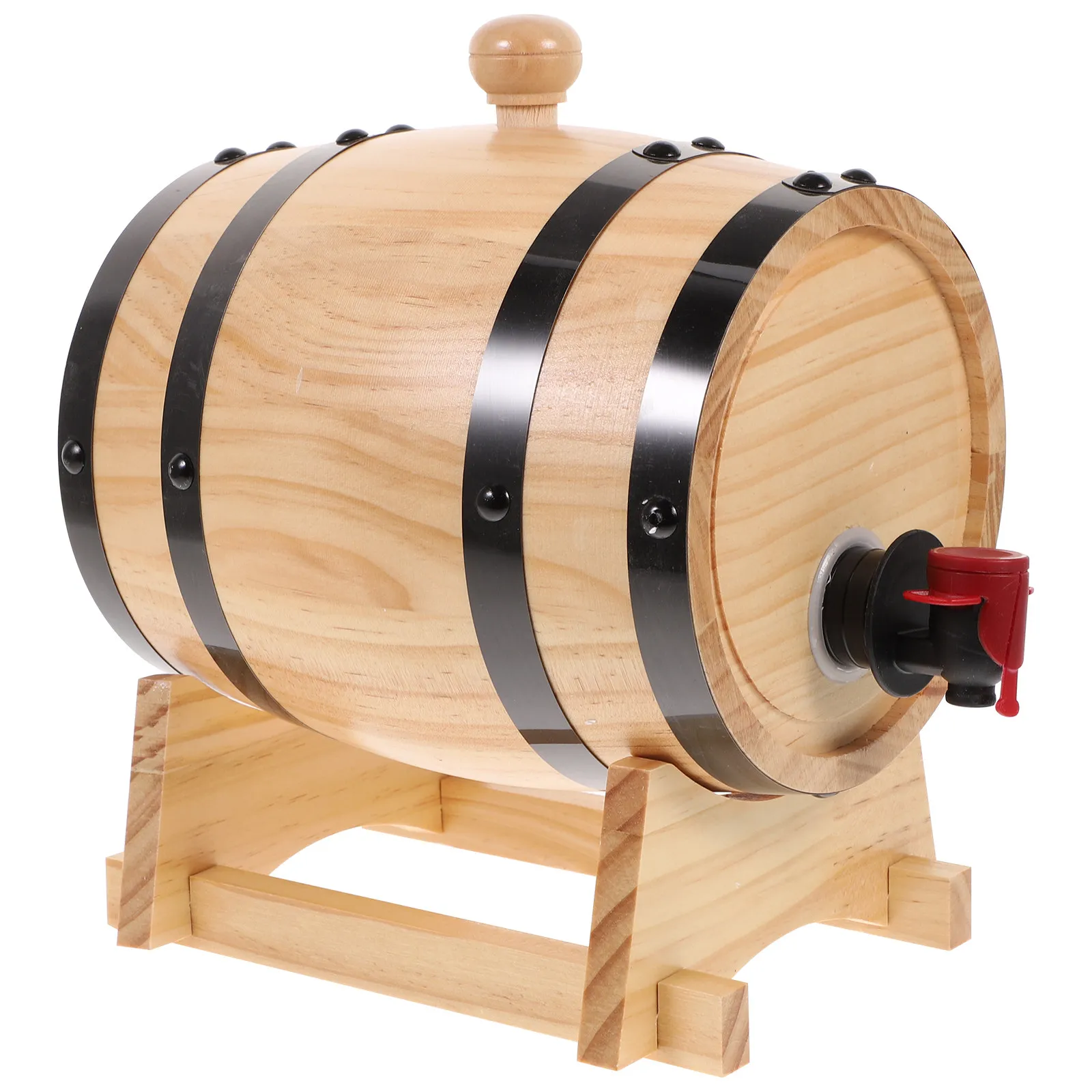 Oak Wooden Wine Barrel with Stand Spigot and Bung for Drink Aging Beer Storage Dispenser Red 1 Piece