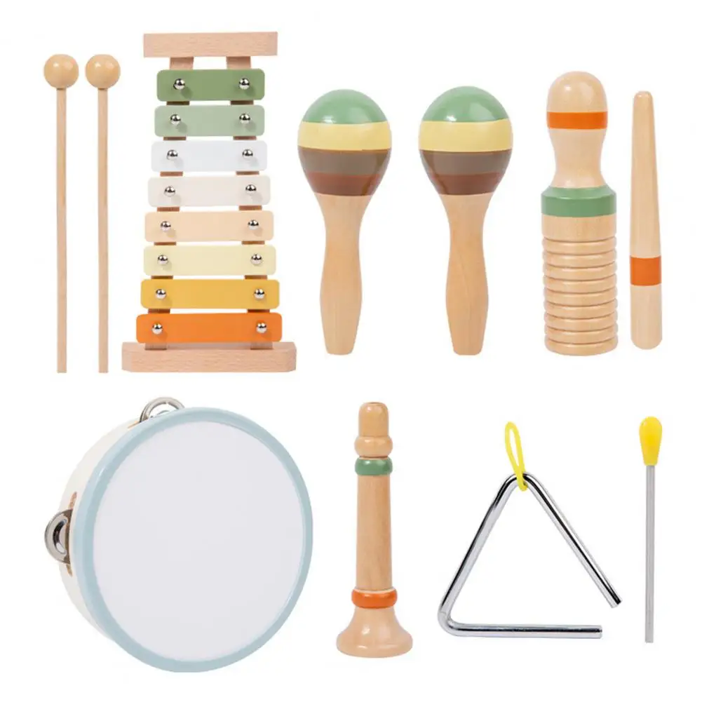 Musikinstrument-Spielzeug, pädagogisches Kinderset mit Xylophon, Maracas, Klarinette, Tamburin, Dreieck für Jungen