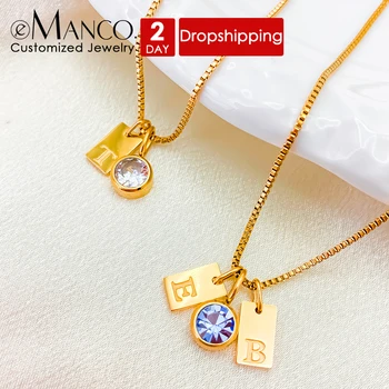 EManco เริ่มต้นที่กําหนดเองชื่อสร้อยคอ DIY Birthstone จี้สแตนเลสสุภาพสตรีของขวัญขายส่ง