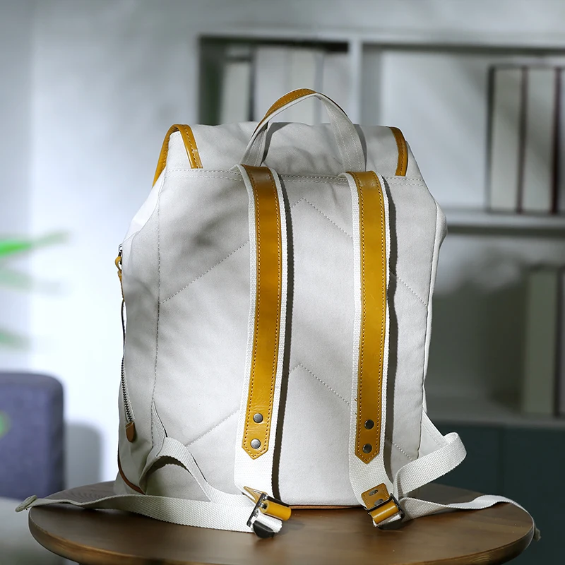 حقيبة Daypack من الجلد الكتاني للسفر ، حقائب ظهر للحاسوب الطالب ، حقائب ظهر للمراهقين ، حقيبة كمبيوتر محمول ، 15.6 بوصة ، مواكبة للموضة