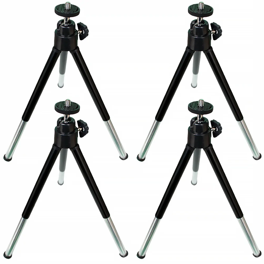 4Pcs Mobile Broadcast Stand Mini Phone Tripod Black Telescopic Two-Segment Multi-Position Holder Desktop Camera Photography Rack