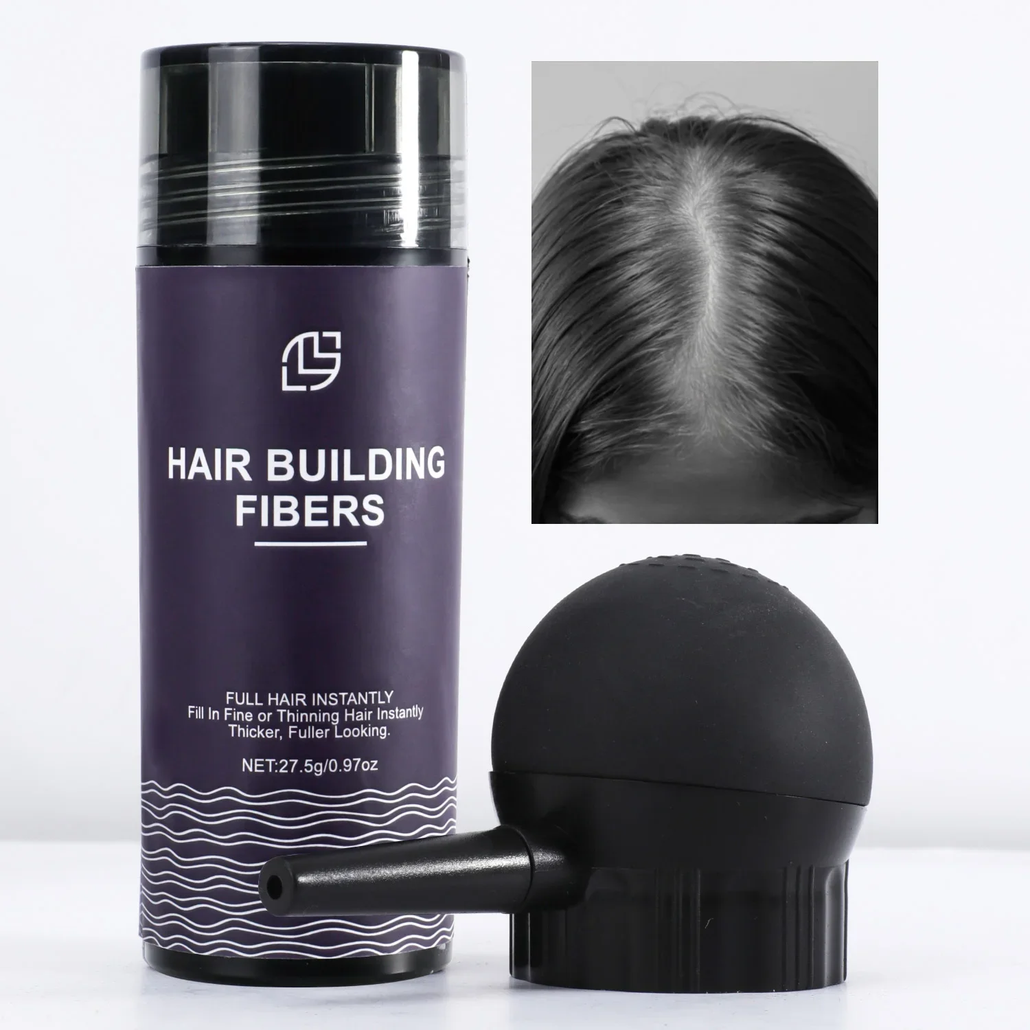 

Professional Hair Building Fibers 3 PCS Set For Thinning Powder Hair Loss Products Fast Regrowth Natural Keratin Styling Black