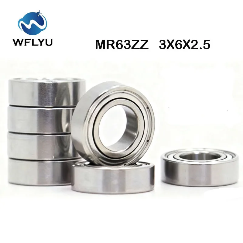 WFLYU MR63 подшипник Bearing (10PCS) 3x6x2.5 Quality High-Speed MR63-2RS Miniature Steel Ball Bearings For Fishing Castking Reel