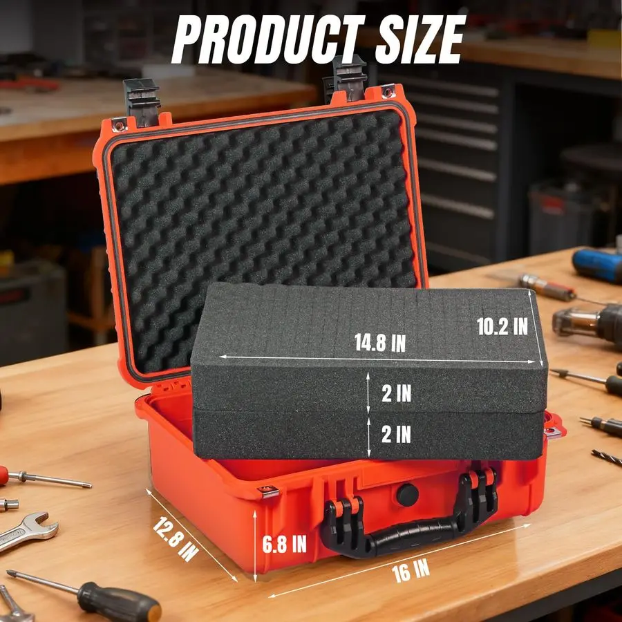 Жесткий футляр 12,8x6,8 дюйма, портативный водонепроницаемый защитный футляр для камеры с настраиваемой пеной, подходящий для использования дронов, камерой,