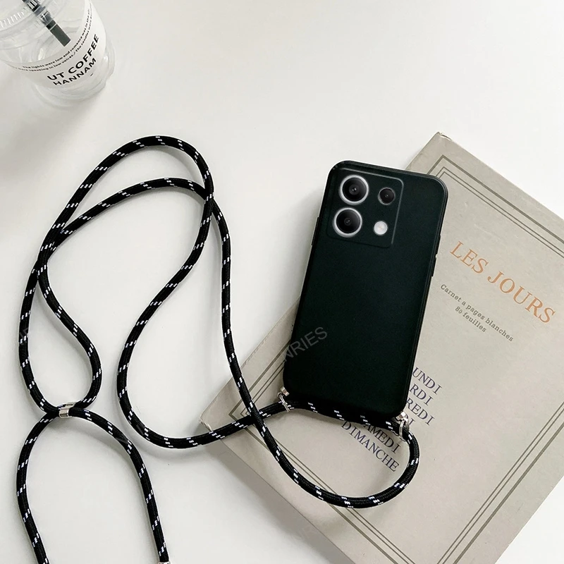 For Xiaomi Redmi Note 13 Pro 4G Plus 5G Crossbody Necklace Strap Lanyard Cord Liquid Silicone Case On Mi Poco X6 M6 Note13 13pro