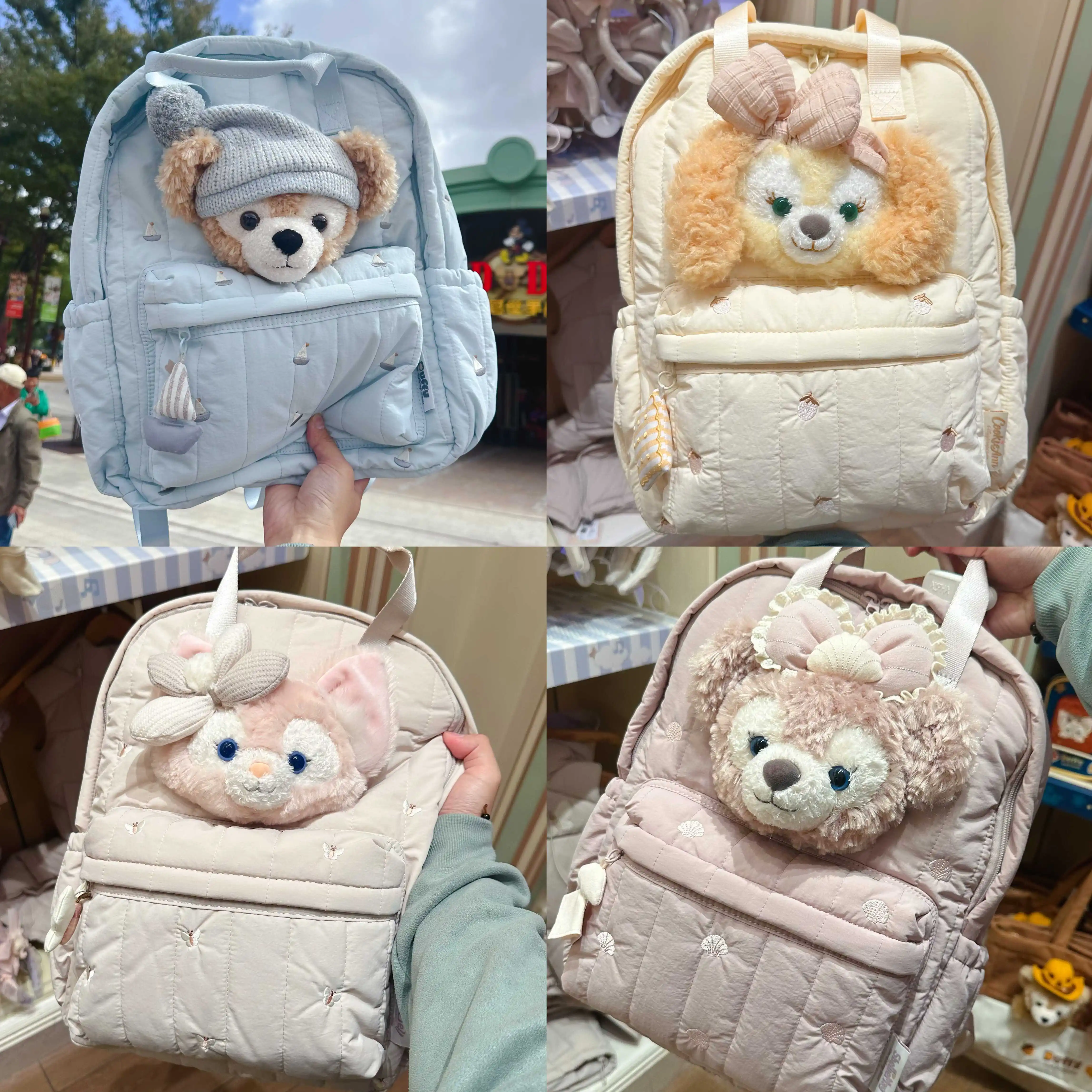 ของที่ระลึกจากดิสนีย์แลนด์ - กระเป๋าเป้สะพายหลังคู่ลายดิปปี้และผองเพื่อน พร้อมพวงกุญแจตุ๊กตาขนนุ่ม - ของขวัญวันเกิดสำหรับเด็กผู้หญิง