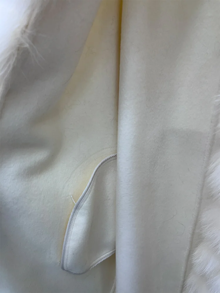 새로운 패션 겨울 울 재킷 여성용 천연 리얼 폭스 퍼 칼라 두꺼운 따뜻한 울 롱 코트 벨트 럭셔리 스트리트웨어 아우터