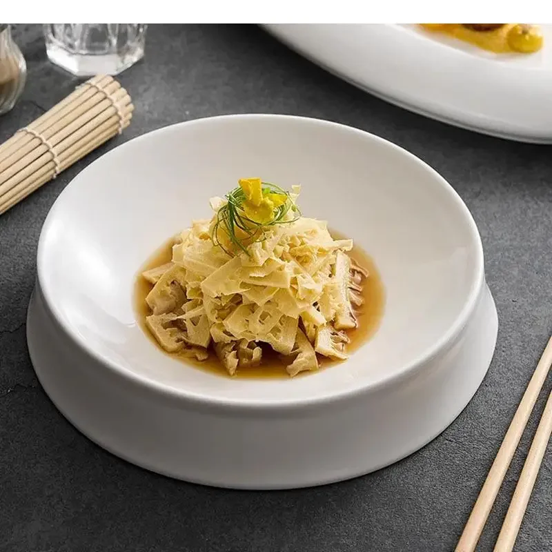 

Irregular Ceramic Dinner Plate Thick Soup Dessert Dish Pasta Snack Sushi Restaurant Special Tableware