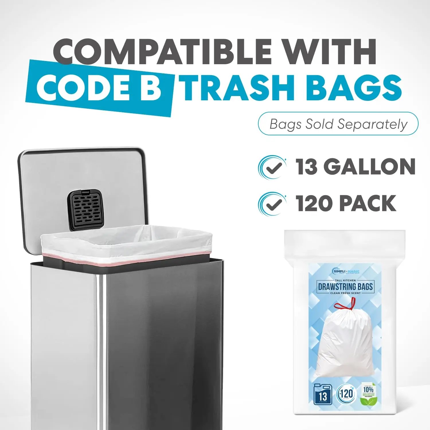 50 Liter / 13.2 Gallon Soft-Close, Smudge Resistant Trash Can with Foot Pedal and Built in Filter- Stainless Steel, Sleek Finish