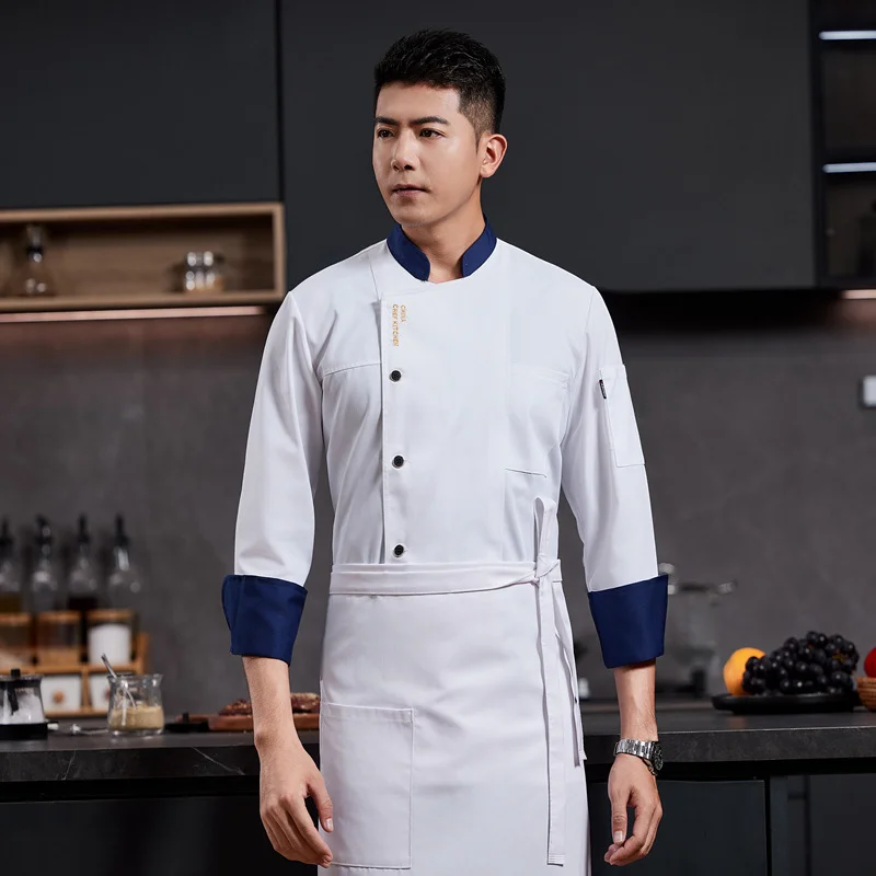 New Long Sleeve Chef's Uniform Custom Logo Printing For The Catering Industry Restaurant Kitchen Waterproof And Oil resistant