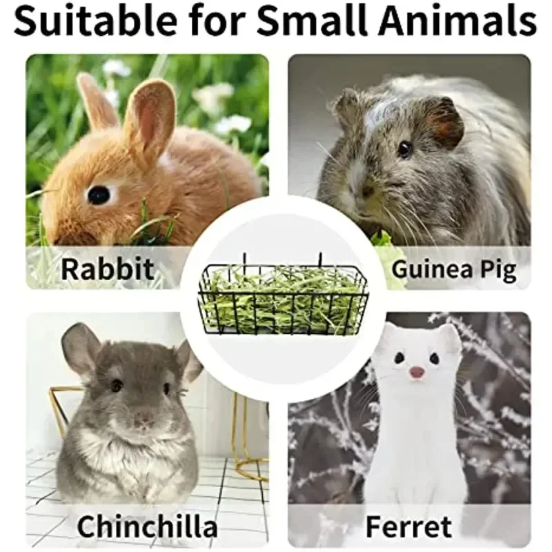 1Pcs Kaninchen Heu Feeder Heavy Duty Metall Kaninchen Heu Rack mit Haken Käfig Hängen Heu Halter für Kaninchen Chinchilla Hase Guinea – Detail 9