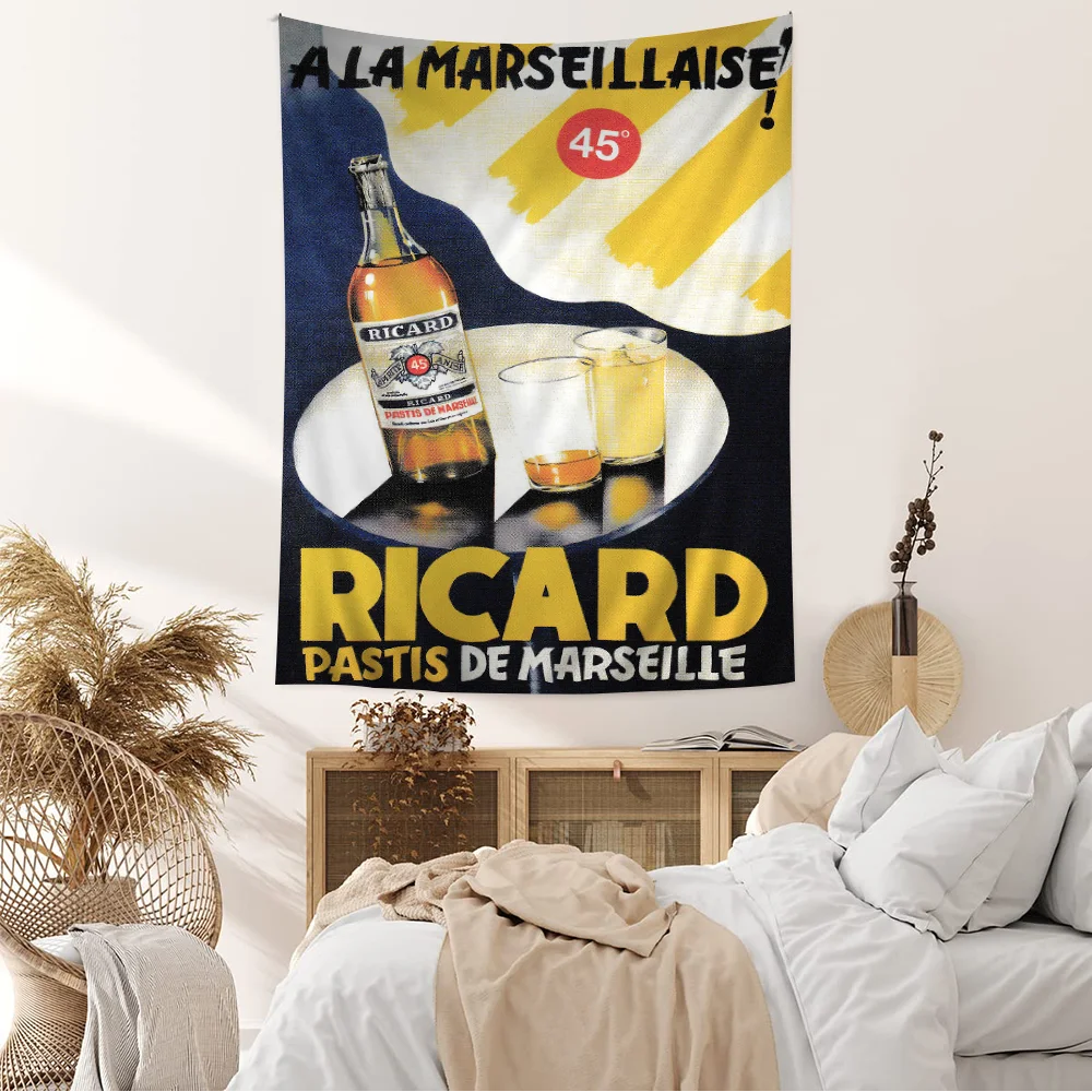 R-Ricard Beer Printed Large Wall Tapestry Hanging Tarot Hippie Wall Rugs Dorm Art Home Decor