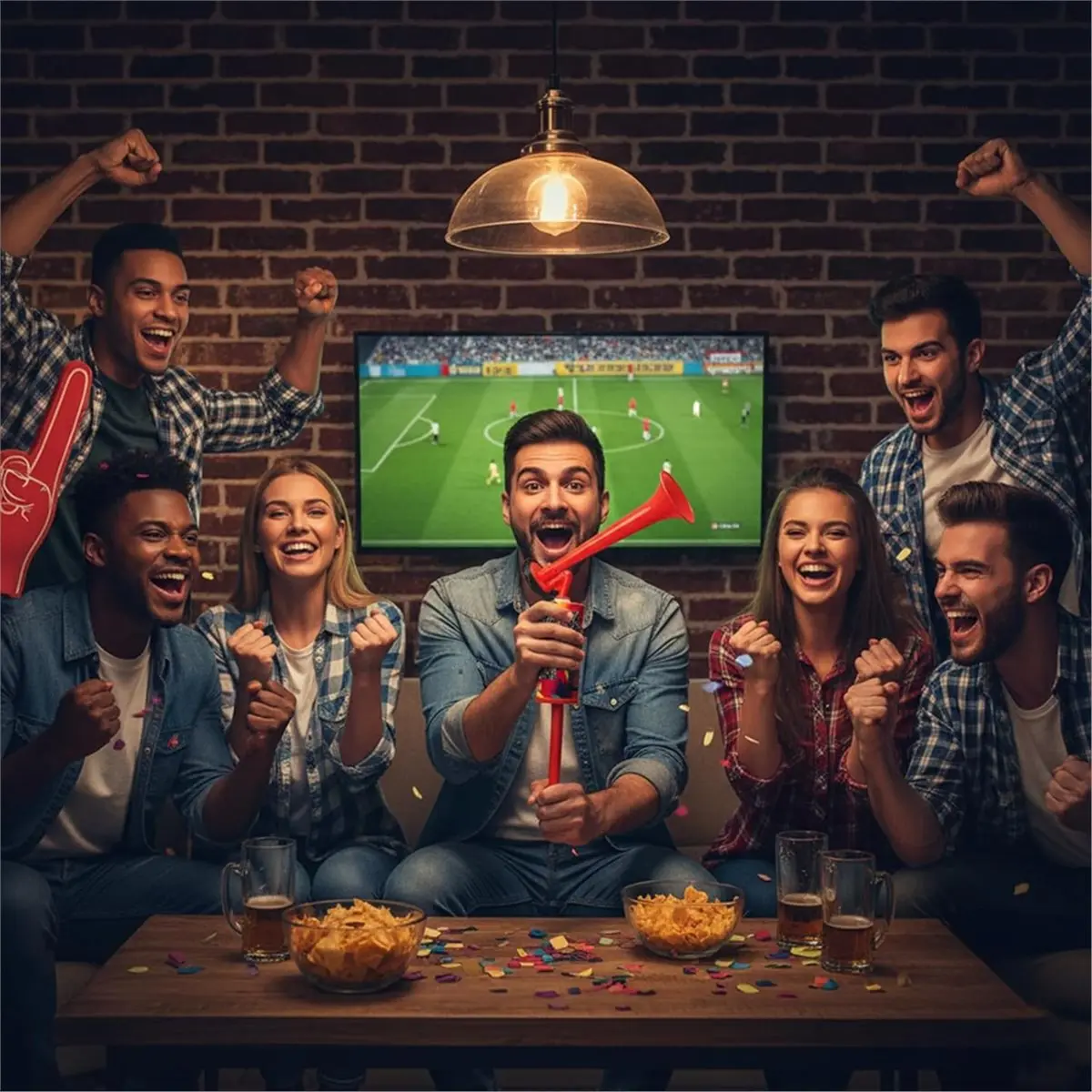 A45I Handheld Air Horn Loud Noise Makers for Sporting Events Hand Push Pump Bullhorn for Football Soccer Match Birthday Party