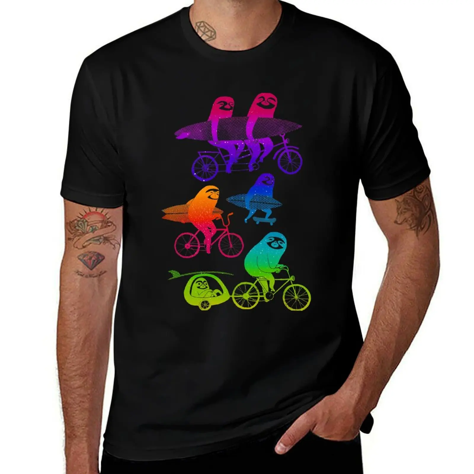 

Cycling sloths T-Shirt shirts graphic tees baggy shirts animal prinfor boys heavyweights heavyweight t shirts for men