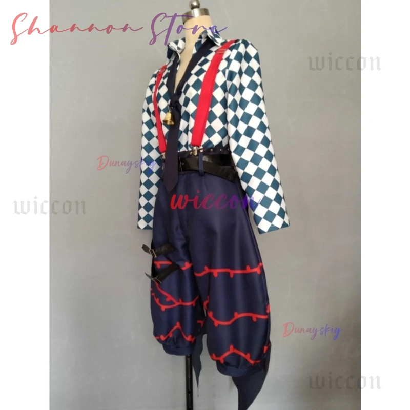 لعبة الشيطان بتلر لاتو باكا أزياء تنكرية لاتو زي مع جرس 1 متر شعر مستعار للهالوين كرنفال لعب الأدوار للرجال والنساء