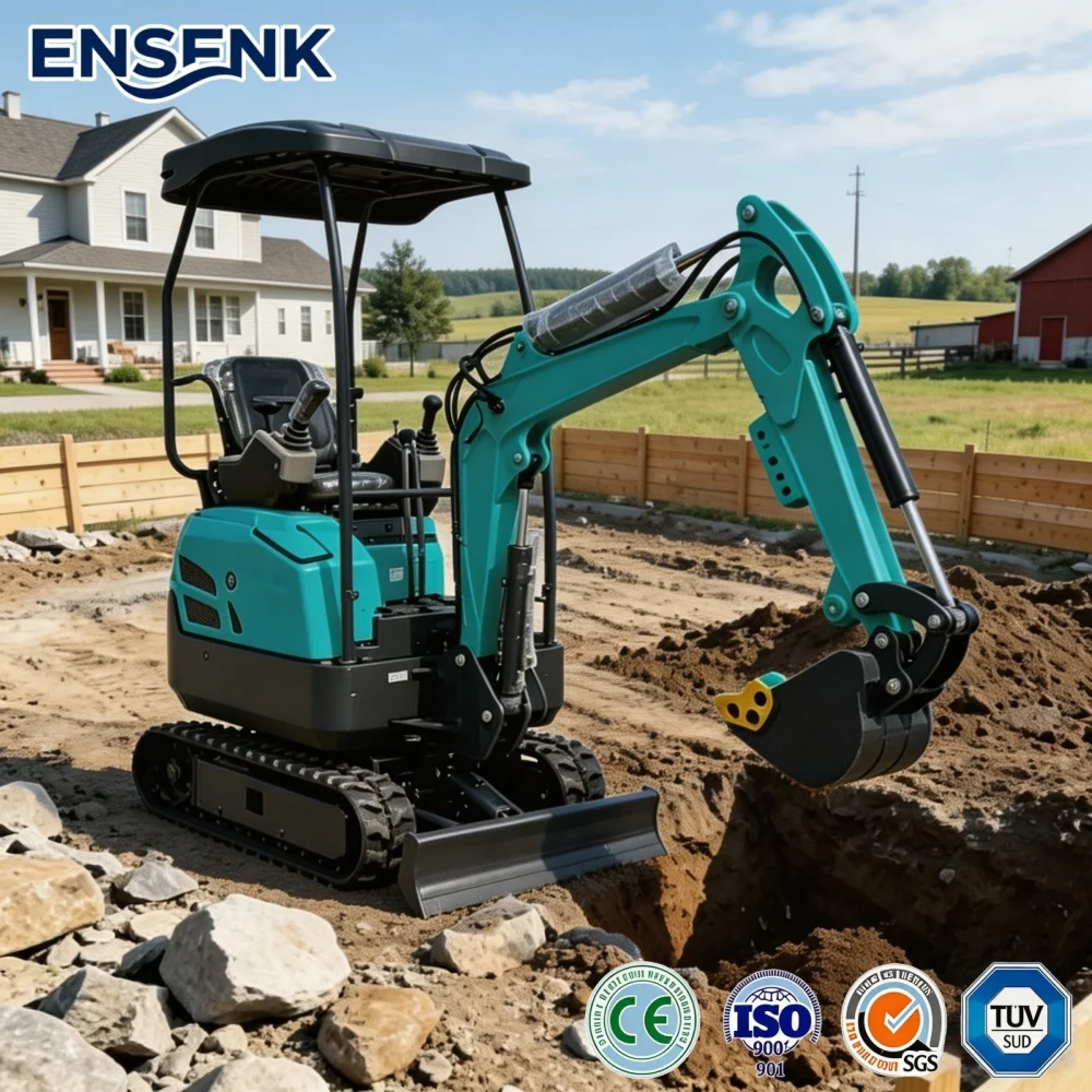

1.2Ton Mini Excavator Strong Construction Machinery Crawler Digger Agricultural Farming Equipment Cab Adjustable Europe